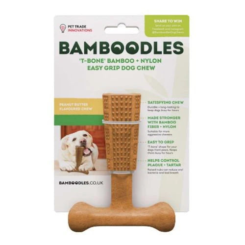Bamboodles T Bone Chew Peanut Butter Medium