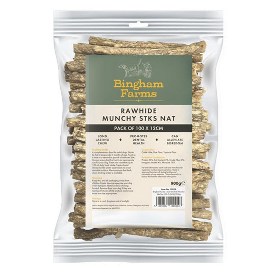PPI Rawhide Munchy Sticks Natural 12cm pk100